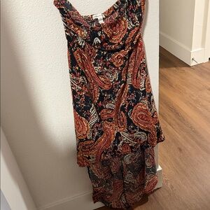 Ambiance Black Paisley Maxi Dress with Red, Orange & Cream Accents